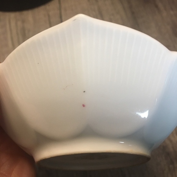 Vintage Bowl Porcelain Tulip Shape Trinket Dish Japan Atomic Flower Grey Pink - Picture 6 of 12